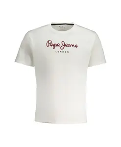Белая хлопковая футболка с напечатанным логотипом. Pepe Jeans, белый