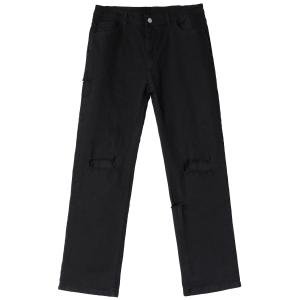 Джинсы унисекс, брюки прямого кроя средней жесткости Bendl'S, черный (upgraded ripped)