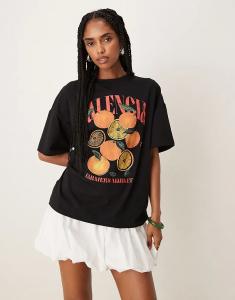 Футболка мини-платья ASOS DESIGN с подолом-пузырьком и графическим принтом