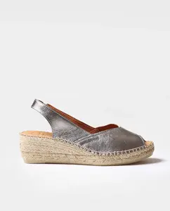 Женские кожаные эспадрильи на танкетке с резинкой Toni Pons, серый