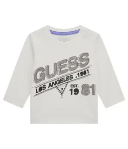 Лонгслив Guess Regular Fit, белый / серый
