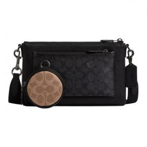 COACH Сумка через плечо мужская среднего размера из комбинации ткани и натуральной кожи