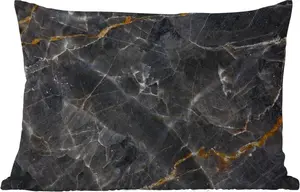 Подушка для улицы - Мрамор - Лимон - Узор - 50 x 30 см - Устойчива к атмосферным воздействиям - Подушка для отдыха - Подушка для дивана - Украшение для гостиной MuchoWow