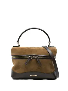 Сумка-тоут Tangoso из замши и кожи на молнии SANDRO, коричневый