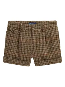 Шорты в ломаную клетку со складками POLO RALPH LAUREN KIDS, коричневый