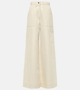 Широкие брюки из хлопка и льна Oboli Max Mara, Bianco Tela