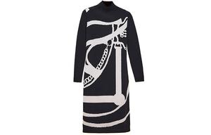 Платье женское Hermes с длинными рукавами, черный / белый