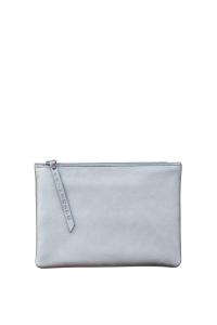 Кожаный клатч «Cosmetic» среднего размера на молнии PRIMEHIDE, серебро