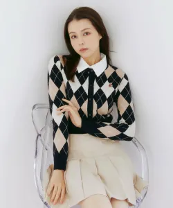 Кардиган с ромбовидным узором Jill By Jill Stuart, цвет Navy