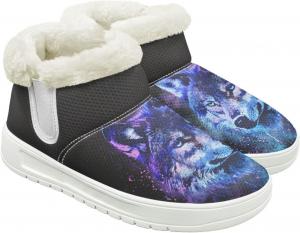 Женские зимние ботинки JoyLamoria с животным принтом, утепленные, с противоскользящей подошвой, удобные для работы и активного отдыха на улице, Blue Wolf