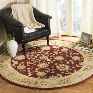 Ковер SAFAVIEH, 107 x 107 см, Heritage Collection, круглый, Red & Gold, ручной работы, традиционный восточный, красный и золотой, шерстяной, идеально для помещений с высокой проходимостью: гостиная, спальня (HG813A)