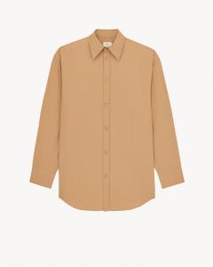 Рубашка CASSANDRE из полосатого хлопкового поплина Saint Laurent, коричневый