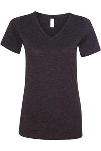 Женская футболка свободного покроя BELLA + CANVAS Triblend с коротким рукавом и V-образным вырезом, цвет charcoal black triblend
