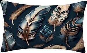 Generic Декоративная подушка с принтом "Перья" на черном фоне Multicolor 4