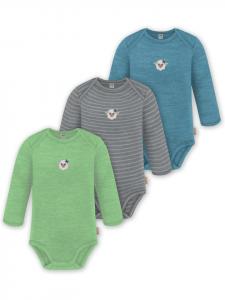 Normani Outdoor Sports Комплект из 3 детских боди с длинными рукавами из мериносовой шерсти, цвет Окленд, синий/серый/зеленый