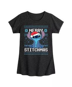 Футболка с коротким рукавом с принтом Big Girls Stitchmas Disney, черный