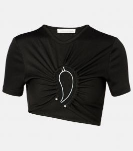 Короткий топ с оборками в стиле пейсли Christopher Esber, черный