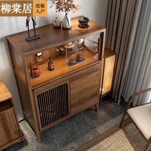 Liutangju Комод 1350х380х1000 см для гостиной и чайной комнаты из массива дерева в цвете Xi Shan Walnut, 2 ящика, сборка включена