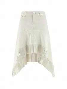 Джинсовая юбка трапециевидного кроя с плиссировкой SACAI, белый