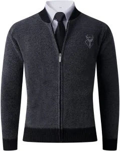 Мужской кардиган Cambkatl с флисовой подкладкой, воротник стойка, зимний, утепленный