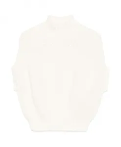 Белый хлопковый свитер со стоячим воротником Sportmax, белый