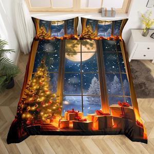 Erosebridal Комплект постельного белья с новогодним принтом для детей, Traffic Blue