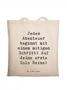 Mr. & Mrs. Panda Сумка-шоппер с надписью "Путешествую в одиночку" и надписью "..." кремового цвета