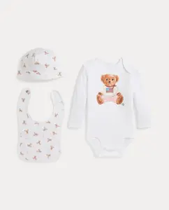 Подарочная коробка для девочки с 3 предметами с медвежонком Поло Polo Ralph Lauren, белый