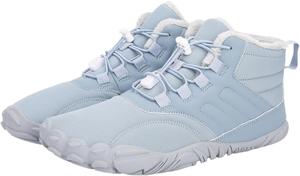 Mmoneyake женские снежные ботинки водонепроницаемые, теплые, с меховой подкладкой, зимние кроссовки, ботильоны на щиколотку, удобная уличная обувь, противоскользящие, повседневные модные короткие ботинки, унисекс, светло-голубой