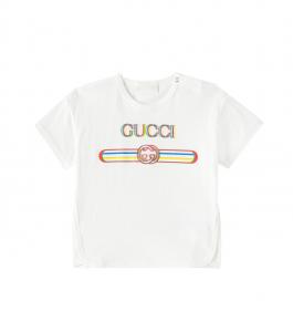 Детская футболка из хлопкового джерси с принтом Gucci Kids, New White/Mc