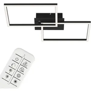 Светильник LED потолочный 3149015 FRAME LED-панель холодный белый | нейтральный белый | дневной белый | теплый белый, потолочная лампа, 50x38,8x7,8 см, черный, 30 Вт, для гостиной и спальни Briloner Leuchten, белый