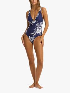 Купальник алоха с треугольным верхом Sea Level, French Navy/White