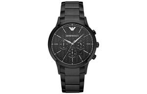 Мужские часы с кварцевым механизмом на стальном браслете 43 мм черный циферблат AR2485 EMPORIO ARMANI