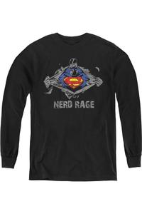 Футболка с длинным рукавом Superman Nerd Rage для детей Gildan, черный