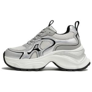 Низкие массивные кроссовки женские TATA, Silver/White/Gray