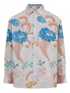 Рубашка из хлопка с цветочным принтом ETRO KIDS, серый