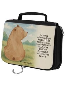 Mr. & Mrs. Panda Косметичка с изображением медведя, с рисунком, напоминающим медвежий нос, и надписью белого цвета