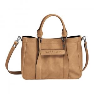 LONGCHAMP Кожаная сумка-шоппер из коровьей кожи женская табачного цвета