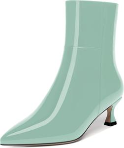 Женские ботильоны WAYDERNS с острым носком, на молнии, с низким каблуком-кошечкой 2 дюйма, для вечеринок и повседневной носки, Turquoise