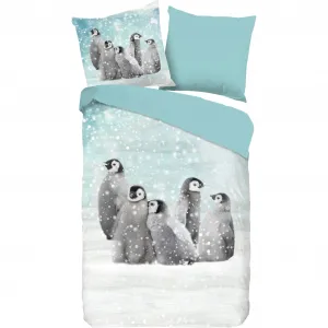 Доброе утро детское постельное белье «Pengu», бобер, 135х200, мягкое, теплое, на молнии, двусторонний вид, детское, зимнее Good Morning, синий/голубой