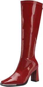 Generic Женские ботфорты с высоким каблуком, черные ботинки с застежкой-молнией сзади, эластичные, для вечеринок, фестивалей, косплея и Хэллоуина