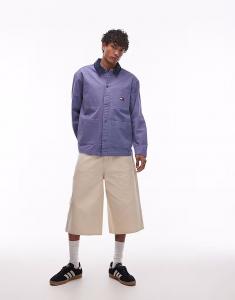 Рубашка с контрастным вельветовым воротником синего цвета Tommy Jeans