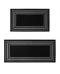 Комплект из двух ковров-дорожек с ворсом и веревочной каймой Nautica, черный/серый