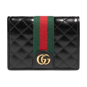 Кожаный кардхолдер, бумажник обычный женский черный GUCCI