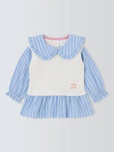 Детский вязаный жилет и рубашка John Lewis, Blue