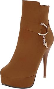 Элегантные женские ботильоны на шпильке с круглым носком Renessmi, Yellow 3