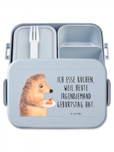 Mr. & Mrs. Panda Конфета-бенто в виде кусочка торта с изображением ежика и надписью, пастельно-голубого цвета