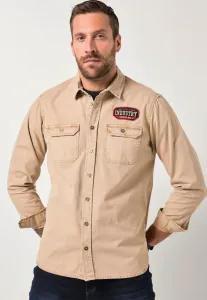 Рубашка с винтажным воротником kent, значки до размера 7 xl. Jp1880, Cork Brown