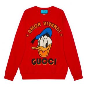 Толстовка x disney ss21 donald duck printed cotton sweatshirt for men red Gucci, красный