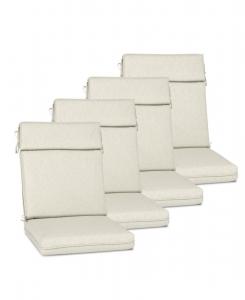 Комплект подушек для обеденных стульев на открытом воздухе, 37"x20"x28" (высокая спинка, завязки и молния), 4 штуки Aoodor, Khaki